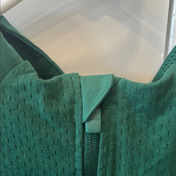 Adidas Jacket Green Zip-Up Athlete w/ Hood Mason Volleyball Mixed Media Sz L - Picture 6 of 9